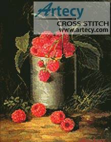 cross stitch pattern A Pail of Raspberries