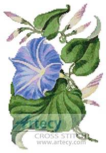 cross stitch pattern Reddish Blue Morning Glory