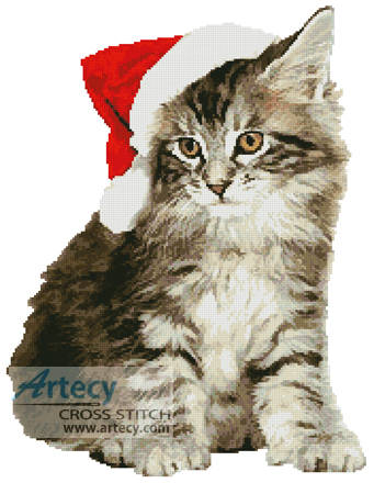 cross stitch pattern Santa Cat