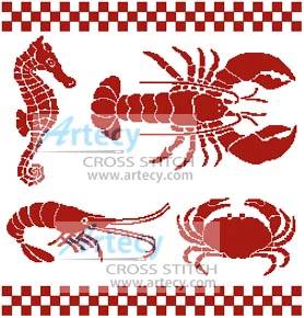 cross stitch pattern Seafood
