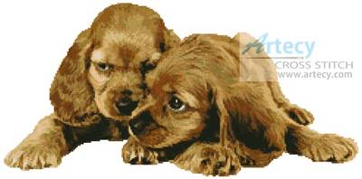 cross stitch pattern Spaniel Puppies