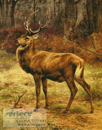 cross stitch pattern Stag in Autumn Landscape