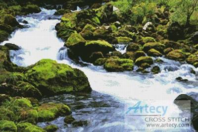 cross stitch pattern Stream in a Forest