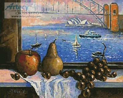 cross stitch pattern Sydney Harbour Bridge from Lavender Bay