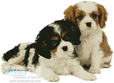 cross stitch pattern Two Spaniel Pups