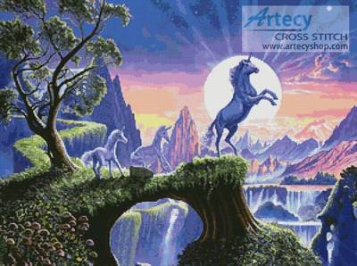 cross stitch pattern Unicorn Moon