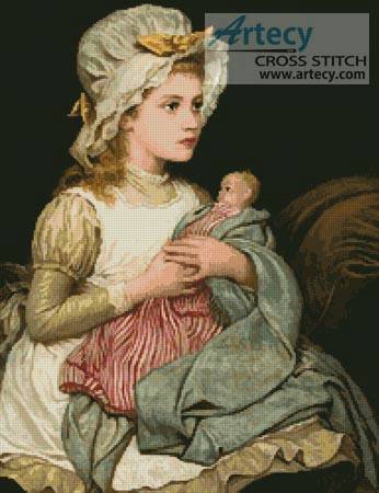 cross stitch pattern A Young Girl with Her Doll