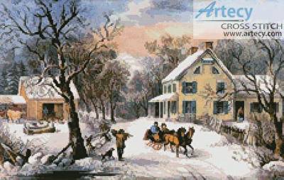cross stitch pattern American Homestead in Winter