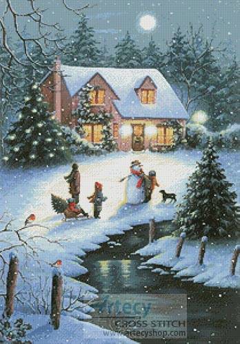 cross stitch pattern Christmas Eve