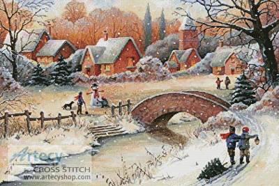 cross stitch pattern Christmas Town