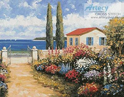 cross stitch pattern Coastal Garden Walk
