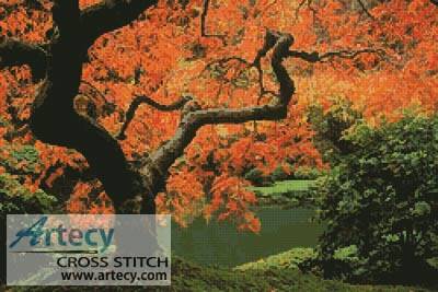 cross stitch pattern Autumn Tree