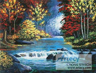 cross stitch pattern Autumn River