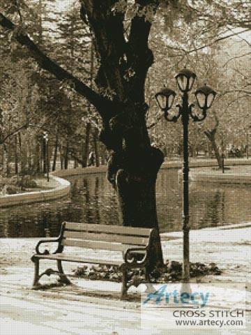 cross stitch pattern Autumn Sepia