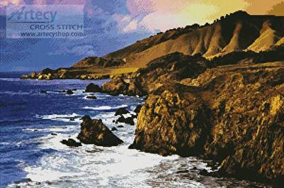cross stitch pattern Big Sur, California