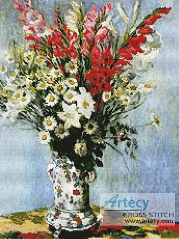 cross stitch pattern Bouquet of Gladiolas, Lilies and Daisies