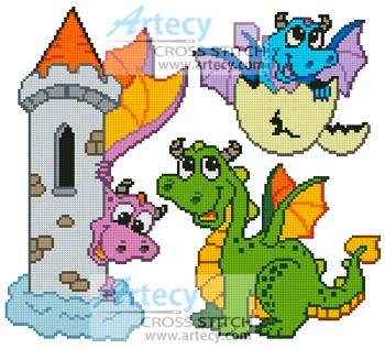 Free Cross Stitch Patterns: Baby Dragon