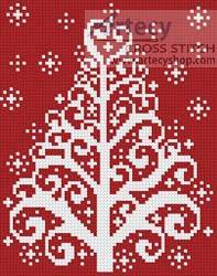 cross stitch pattern Christmas Tree Card