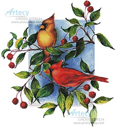 cross stitch pattern Colourful Cardinals