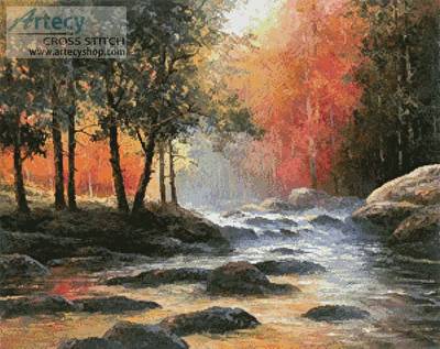 cross stitch pattern Rocks and Stream