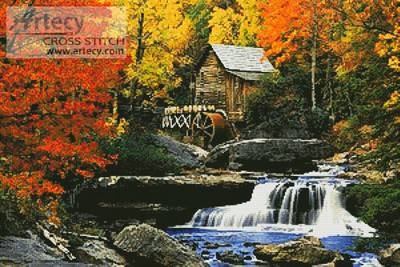 cross stitch pattern Glade Creek, Grist Mill