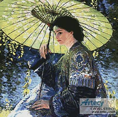 cross stitch pattern The Green Parasol