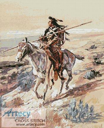 cross stitch pattern Indian with Spear