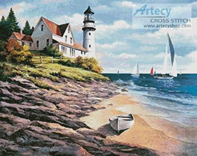 cross stitch pattern Lighthouse Cove