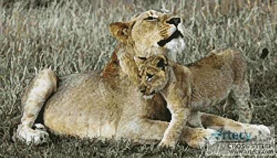 cross stitch pattern Lioness and Cub