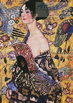 cross stitch pattern Lady with Fan