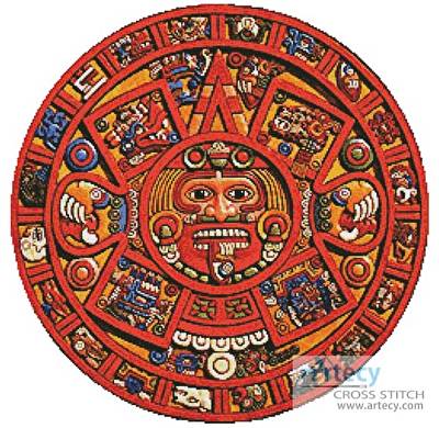 cross stitch pattern Mayan Doomsday Calendar