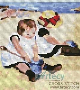 cross stitch pattern Mini Children Playing on the Beach