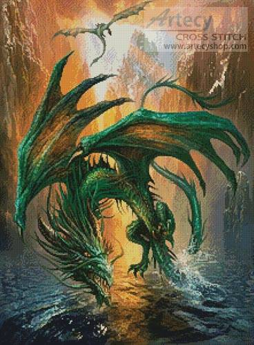 cross stitch pattern Dragon of the Lake