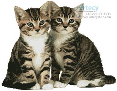 cross stitch pattern Two Tabby Kittens