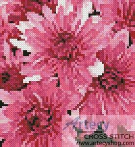 cross stitch pattern Mini Pink Chrysanthemums