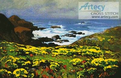 cross stitch pattern Morning Mist, Monterey Coast