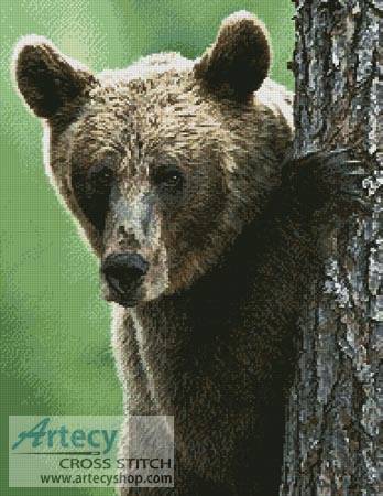 cross stitch pattern Peekaboo Bear