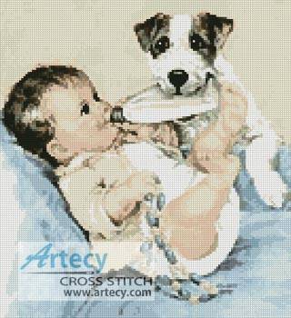 cross stitch pattern Puppy and Baby
