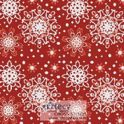 cross stitch pattern Red Snowflakes Cushion