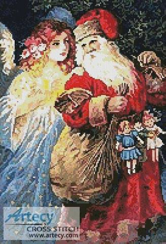 cross stitch pattern Santa and Angel