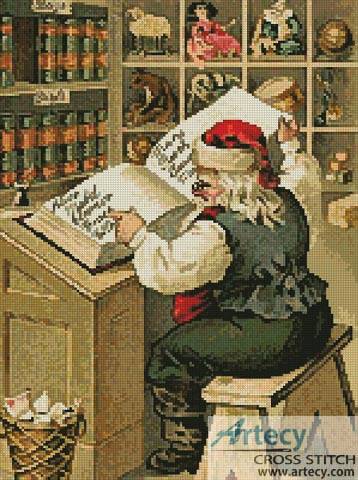 cross stitch pattern Santa's List