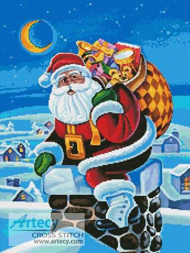 cross stitch pattern Santa in Chimney