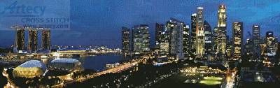 cross stitch pattern Singapore Panorama