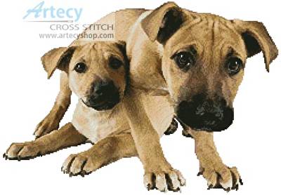 cross stitch pattern Tan Mastiff Puppies