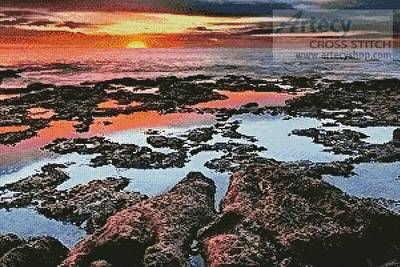 cross stitch pattern Tidal Pool Sunrise