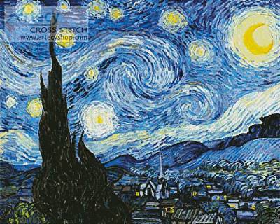 cross stitch pattern The Starry Night Blue