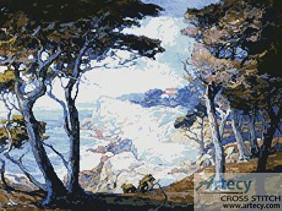 cross stitch pattern Villa on the Monterey Coast
