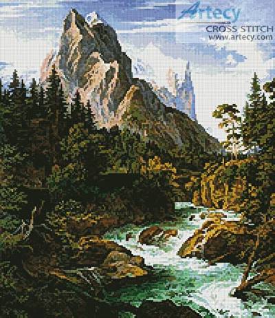 cross stitch pattern The Wetterhorn with the Reichenbachtal