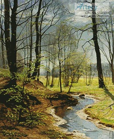 cross stitch pattern A Stream in the Woods