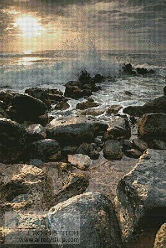 cross stitch pattern Beach Rocks